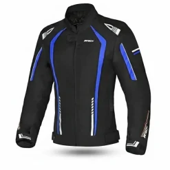 R-TECH MARSHAL WOMEN'S MOTORCYCLE JACKET IN BLACK AND BLUE FABRIC