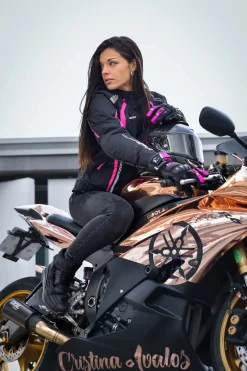 R-Tech Marshal Women's Motorcycle Jacket Black/Pink