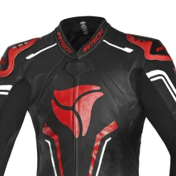 R-Tech rising Kangaroo Mix star Full-Leather Racing Motorcycle Suit Black/White and Red