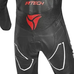 R-Tech rising Kangaroo Mix star Full-Leather Racing Motorcycle Suit Black/White and Red