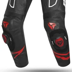 R-Tech rising Kangaroo Mix star Full-Leather Racing Motorcycle Suit Black/White and Red