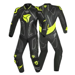 R-Tech rising star Kangaroo Mix Full-Leather Racing Motorcycle Suit Black/Yellow