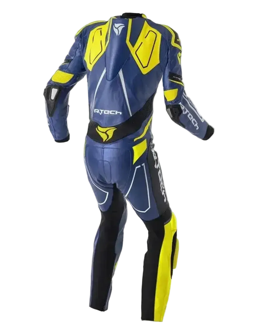 R-Tech Rising Star Kangaroo Mix One-Piece Motorcycle Suit Blue/Yellow Men's