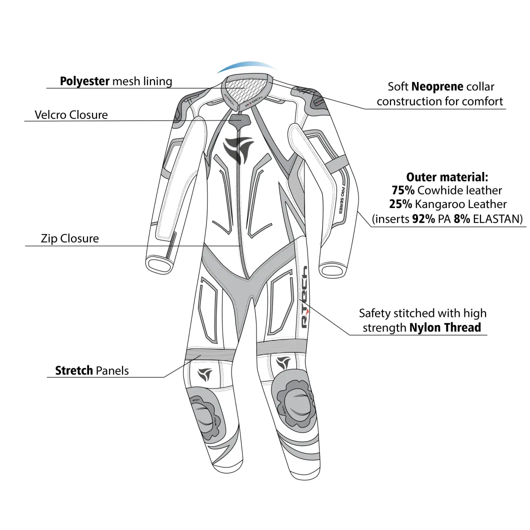 R-Tech Rising Star Kangaroo Mix One-Piece Motorcycle Suit Blue/Yellow Men's