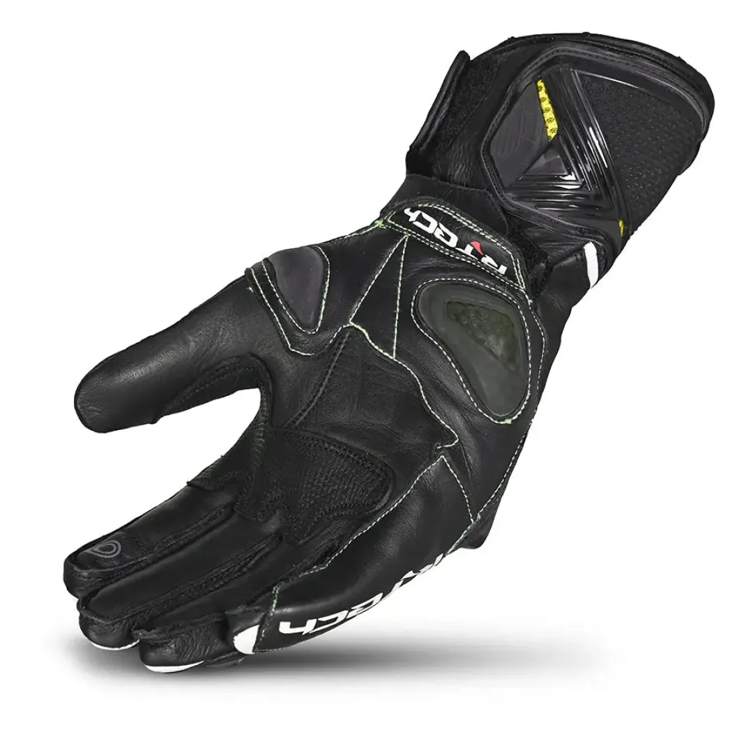R-Tech Robo Men Black/Yellow/Flu Leather Racing Gloves