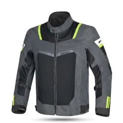 R-TECH SPIRAL MESH GIACCA DI MOTO IN TESSUTO UOMO GRIGIO NERO GIALLO FLUO