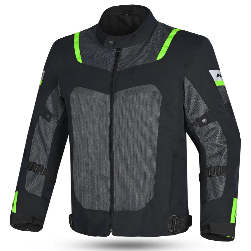 R-TECH SPIRAL MESH GIACCA DI MOTO UOMO IN TESSUTO NERO GRIGIO VERDE FLUO