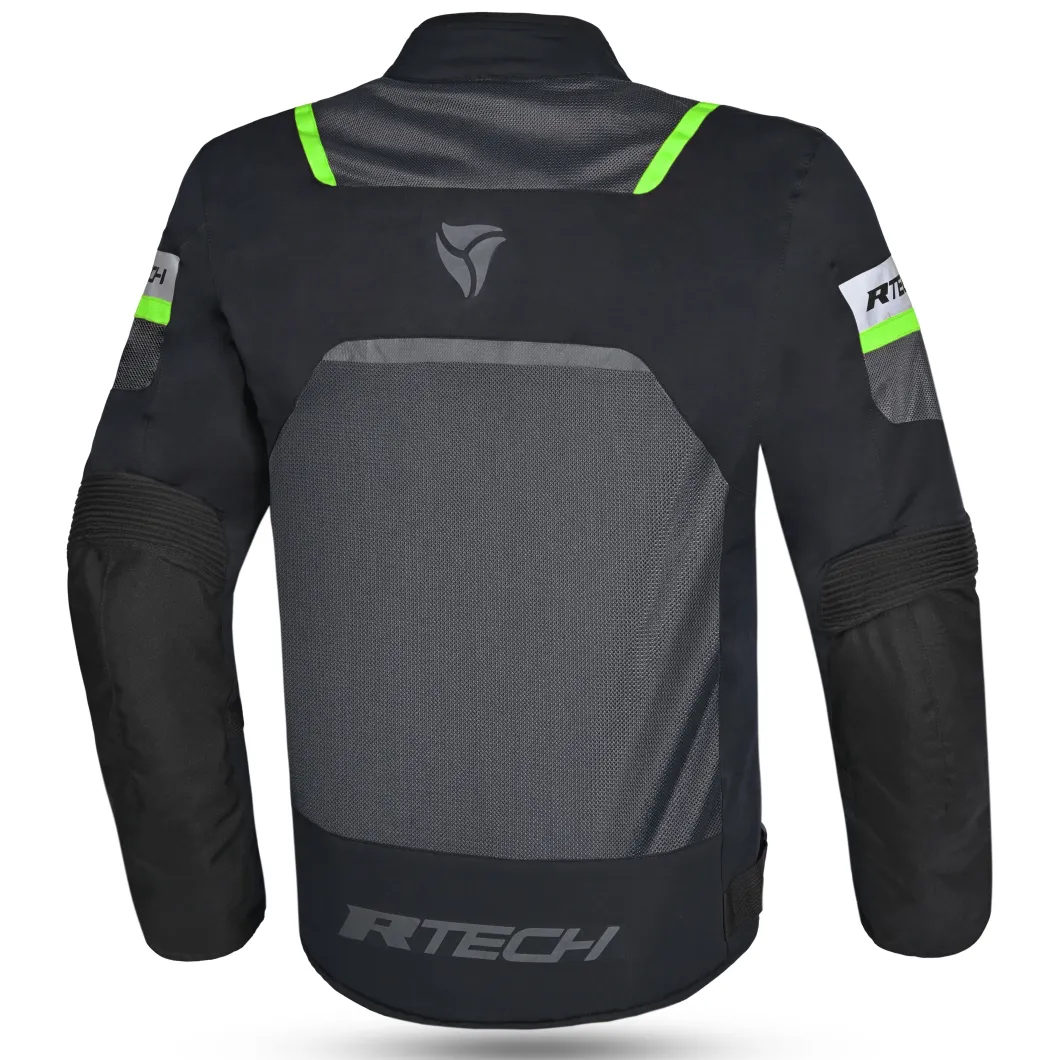 R-TECH SPIRAL MESH GIACCA DI MOTO UOMO IN TESSUTO NERO GRIGIO VERDE FLUO