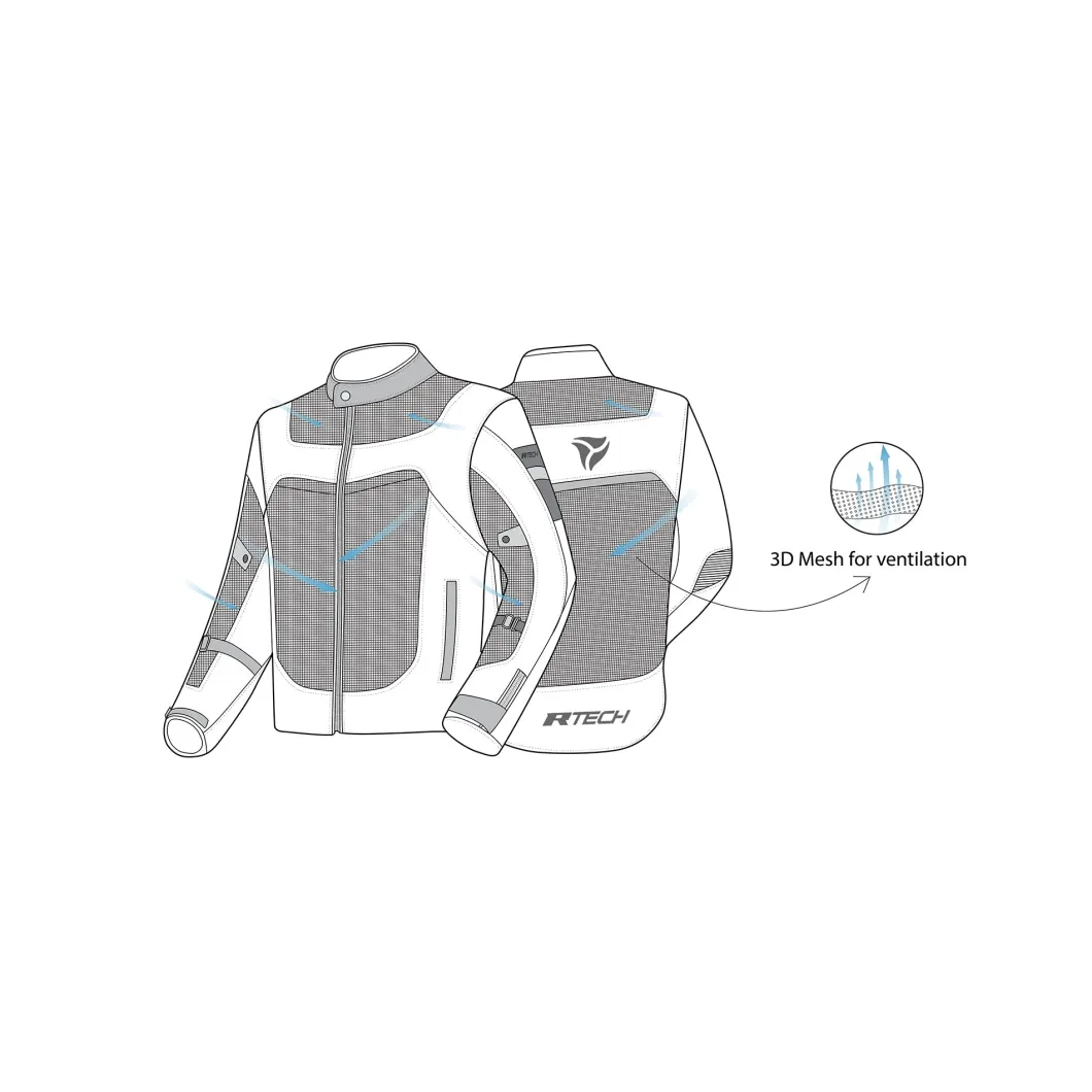 R-TECH SPIRAL MESH GIACCA DI MOTO UOMO IN TESSUTO NERO GRIGIO VERDE FLUO