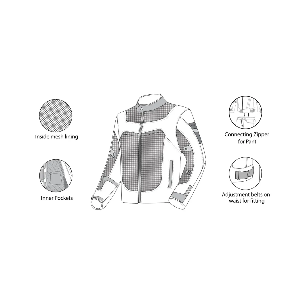 R-TECH SPIRAL MESH GIACCA DI MOTO UOMO IN TESSUTO NERO GRIGIO VERDE FLUO