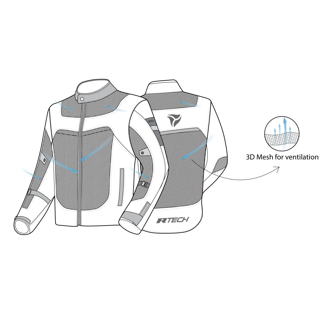 R Tech Spiral Mesh Motorcycle Jacket Ice Grey Amarill