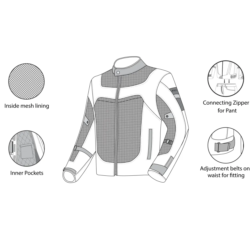 R Tech Spiral Mesh Motorcycle Jacket Ice Grey Amarill