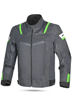 R-Tech Spiral Mesh Summer Fabric Motorcycle Jacket - Grey/Black/Green