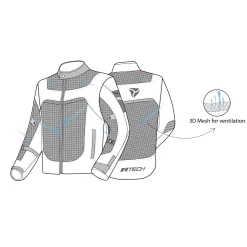 R-Tech Spiral Mesh Summer Fabric Motorcycle Jacket - Grey/Black/Green