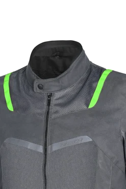 R-Tech Spiral Mesh Summer Fabric Motorcycle Jacket - Grey/Black/Green