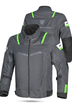 R-Tech Spiral Mesh Summer Fabric Motorcycle Jacket - Grey/Black/Green
