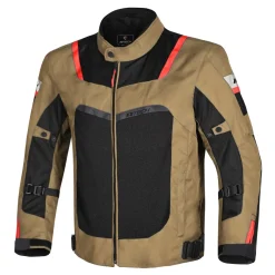 R-Tech Spiral Mesh Summer Fabric Motorcycle Jacket - BEIGE/BLACK/RED