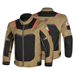 R-Tech Spiral Mesh Summer Fabric Motorcycle Jacket - BEIGE/BLACK/RED