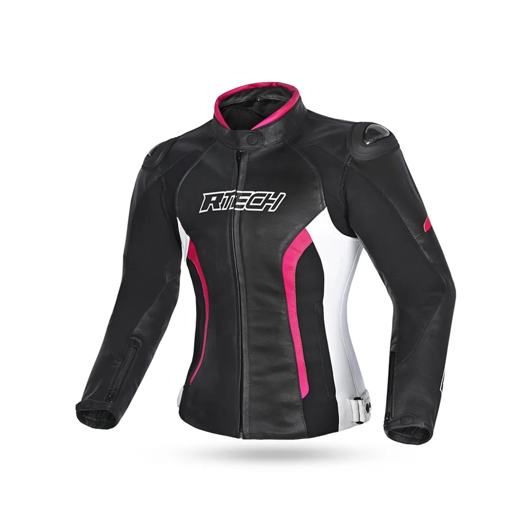 R-TECH TOM RIDER GIACCA DI MOTO DONNA NERO BIANCO FUCSIA