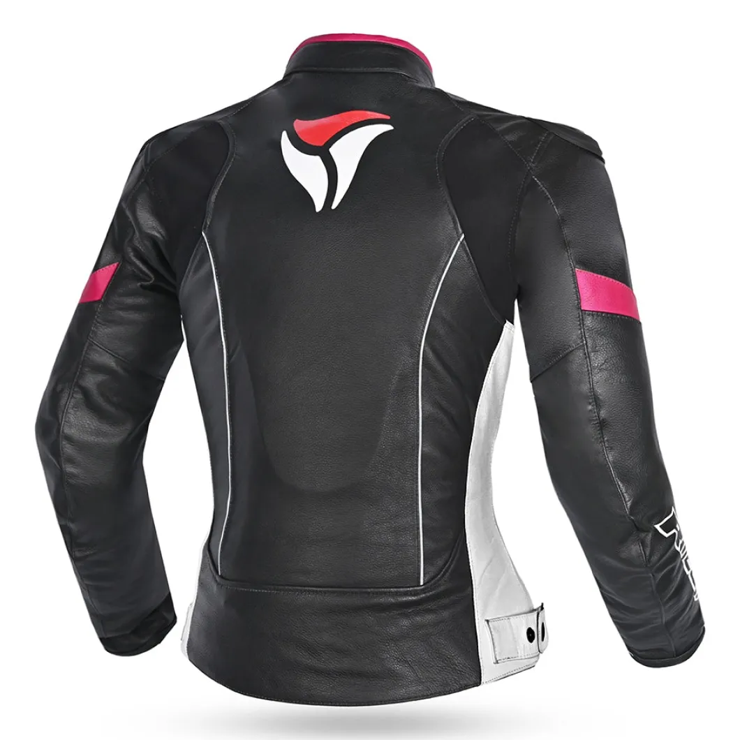 R-TECH TOM RIDER GIACCA DI MOTO DONNA NERO BIANCO FUCSIA