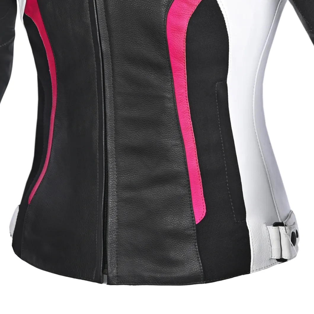 R-TECH TOM RIDER GIACCA DI MOTO DONNA NERO BIANCO FUCSIA