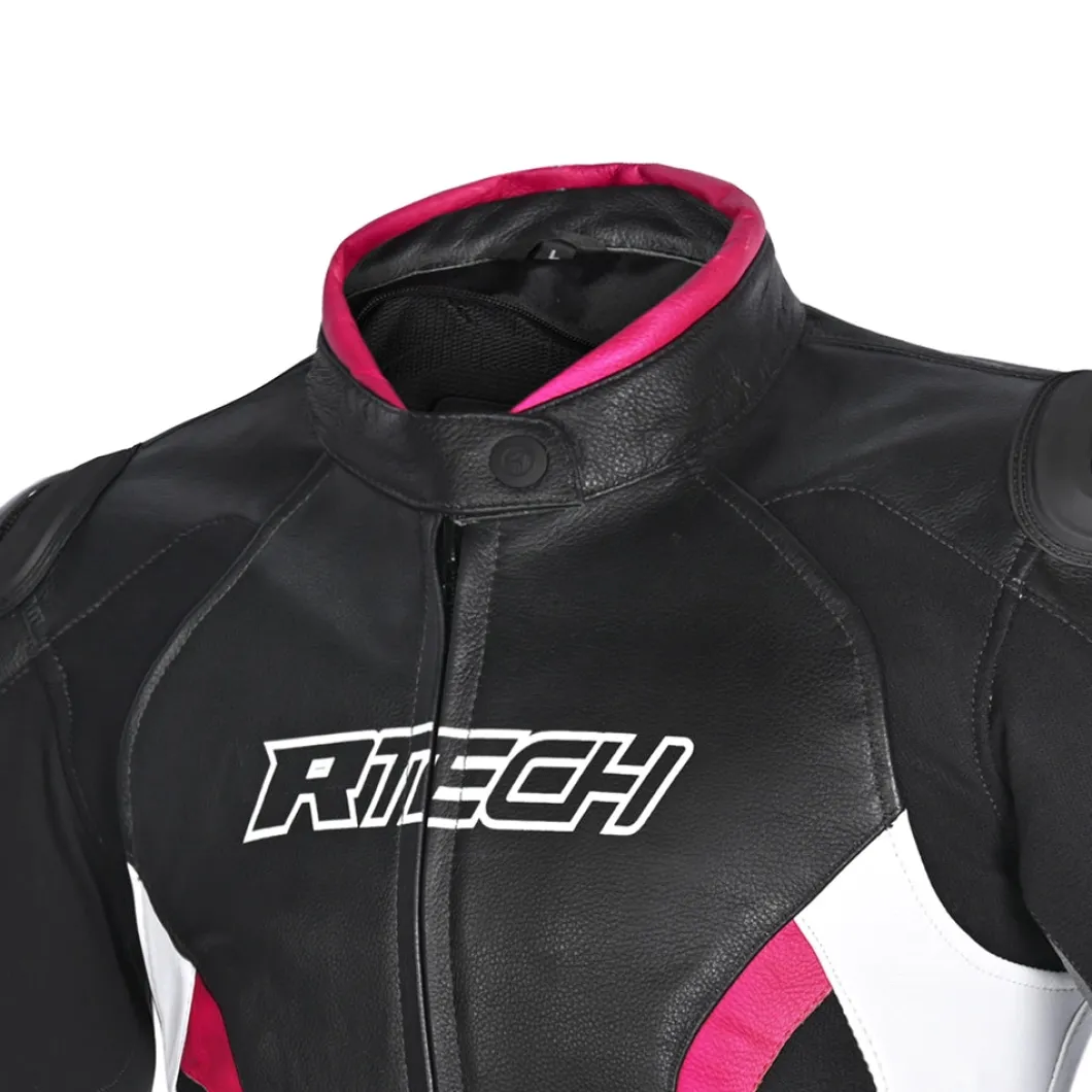 R-TECH TOM RIDER GIACCA DI MOTO DONNA NERO BIANCO FUCSIA