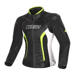 R-TECH - Tom Rider Women's Leather Jacket Black/White/Yellow