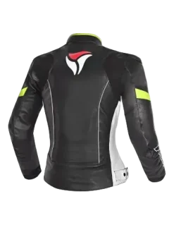 R-TECH - Tom Rider Women's Leather Jacket Black/White/Yellow