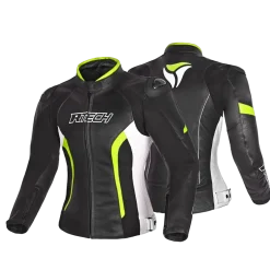 R-TECH - Tom Rider Women's Leather Jacket Black/White/Yellow