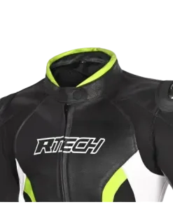R-TECH - Tom Rider Women's Leather Jacket Black/White/Yellow