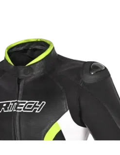 R-TECH - Tom Rider Women's Leather Jacket Black/White/Yellow
