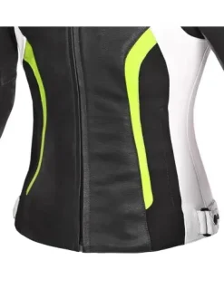 R-TECH - Tom Rider Women's Leather Jacket Black/White/Yellow