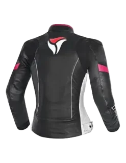 R-TECH - Tom Rider Women's Leather Jacket Black/White/Fusch