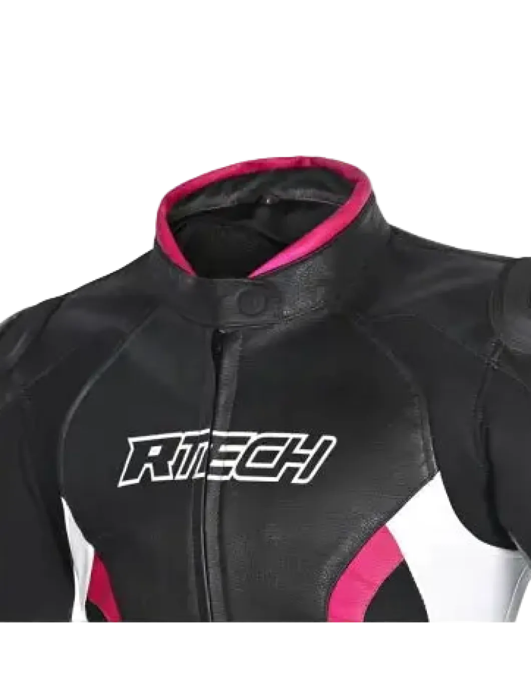 R-TECH - Tom Rider Women's Leather Jacket Black/White/Fusch