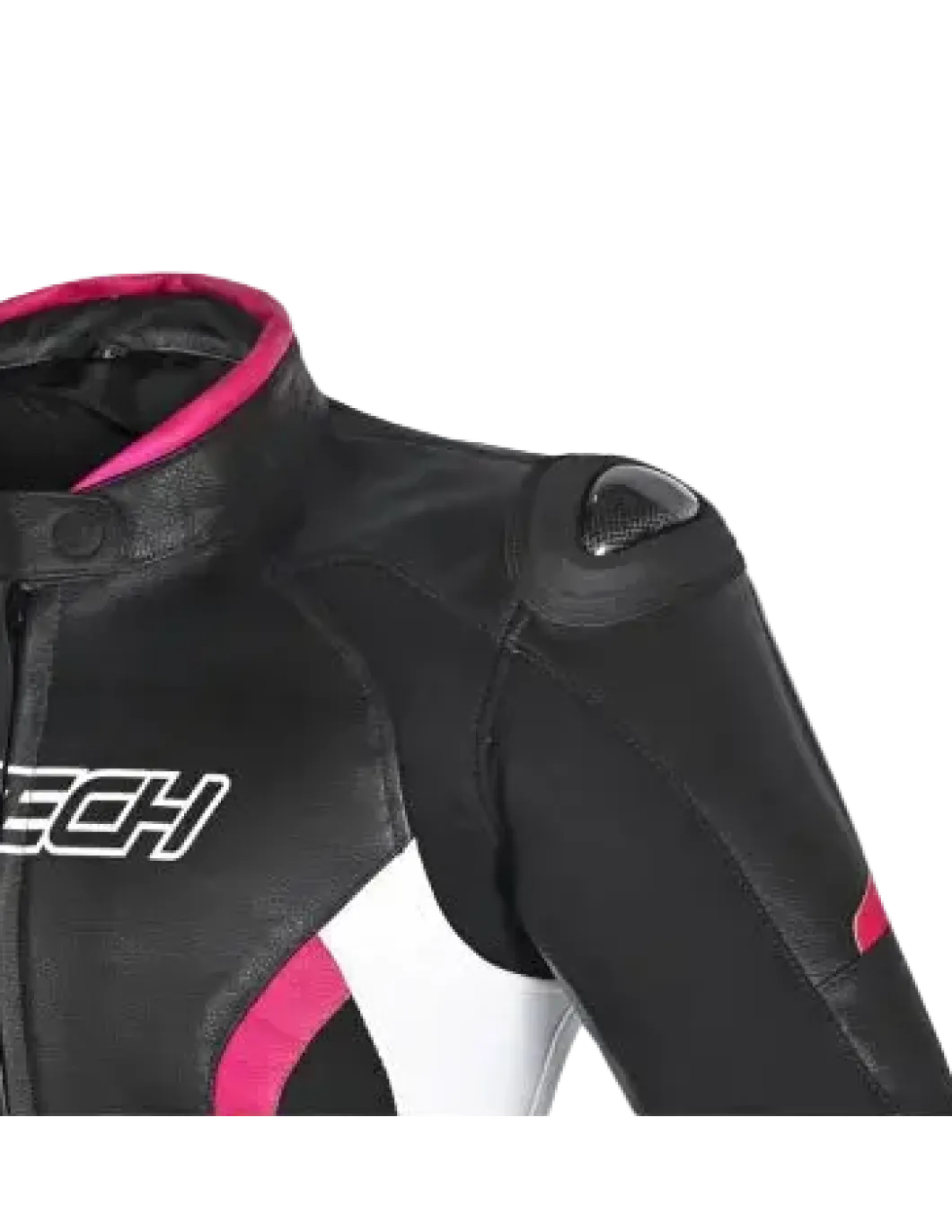 R-TECH - Tom Rider Women's Leather Jacket Black/White/Fusch