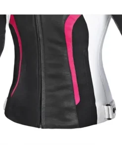 R-TECH - Tom Rider Women's Leather Jacket Black/White/Fusch