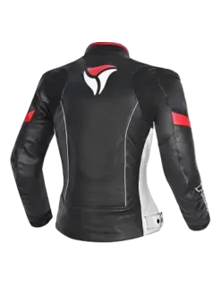 R-TECH - Tom Rider Women's Leather Jacket Black/White/Red