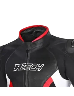 R-TECH - Tom Rider Women's Leather Jacket Black/White/Red