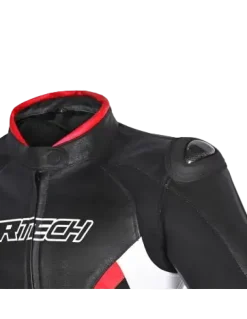 R-TECH - Tom Rider Women's Leather Jacket Black/White/Red