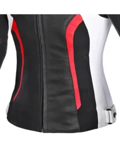 R-TECH - Tom Rider Women's Leather Jacket Black/White/Red