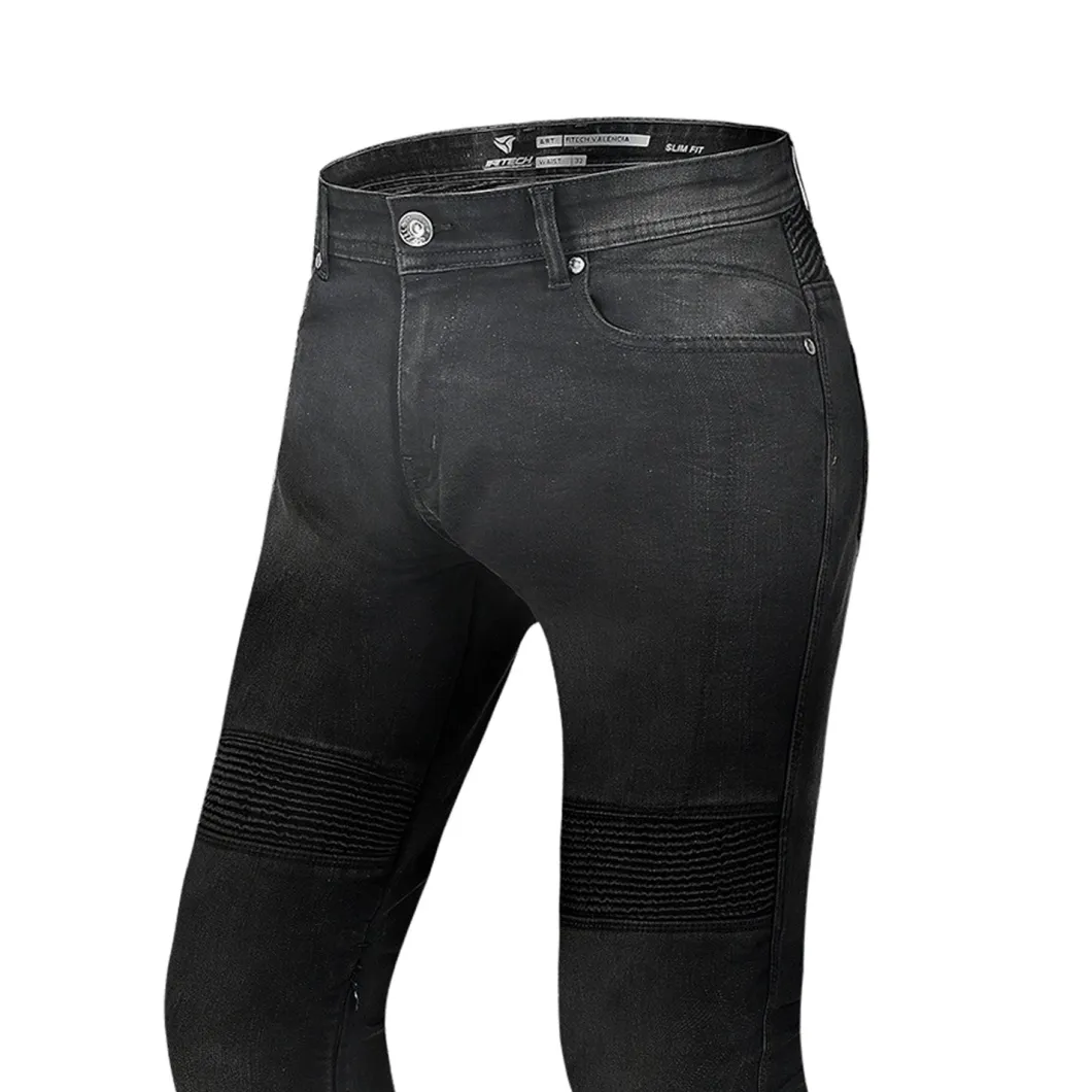 R-TECH VALENCIA JEANS DI MOTO UOMO 32L NEGRO SPRAY