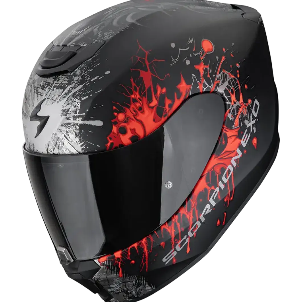 SCORPION HELMETS EXO-391 WOLF BLACK MATE SILVER RED