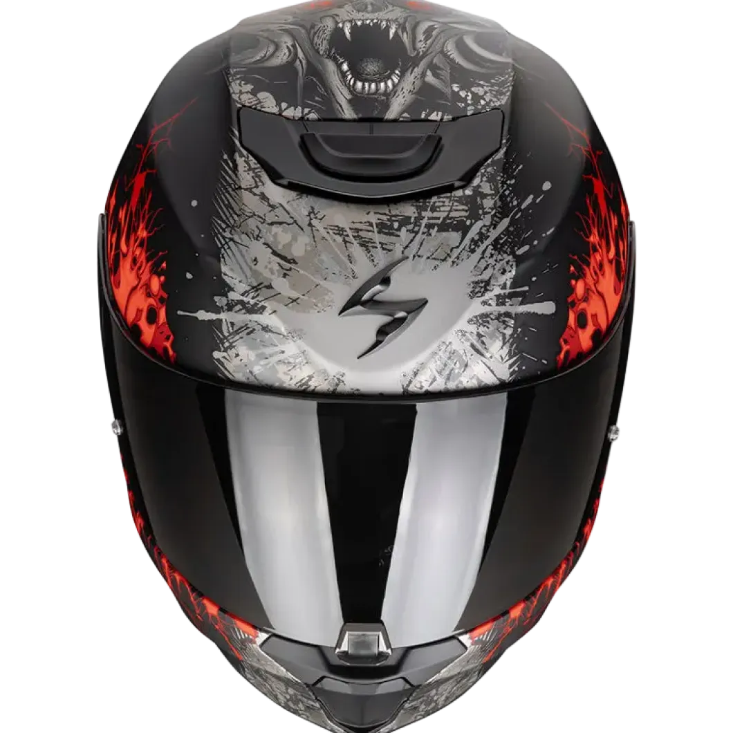 SCORPION HELMETS EXO-391 WOLF BLACK MATE SILVER RED
