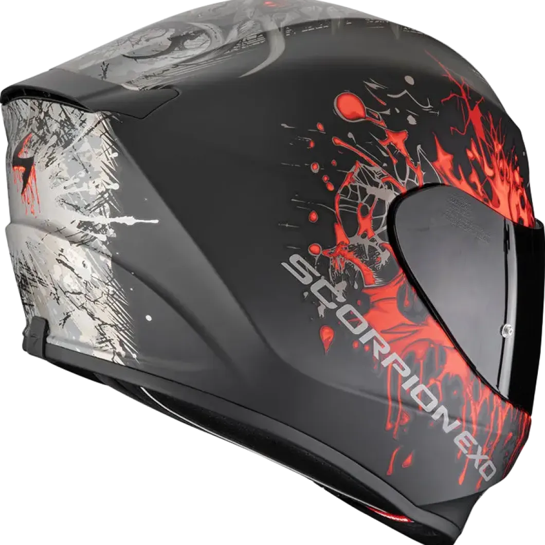 SCORPION HELMETS EXO-391 WOLF BLACK MATE SILVER RED