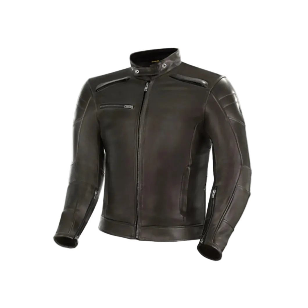 SHIMA Blake Men's Leather Biker Jacket BROWN