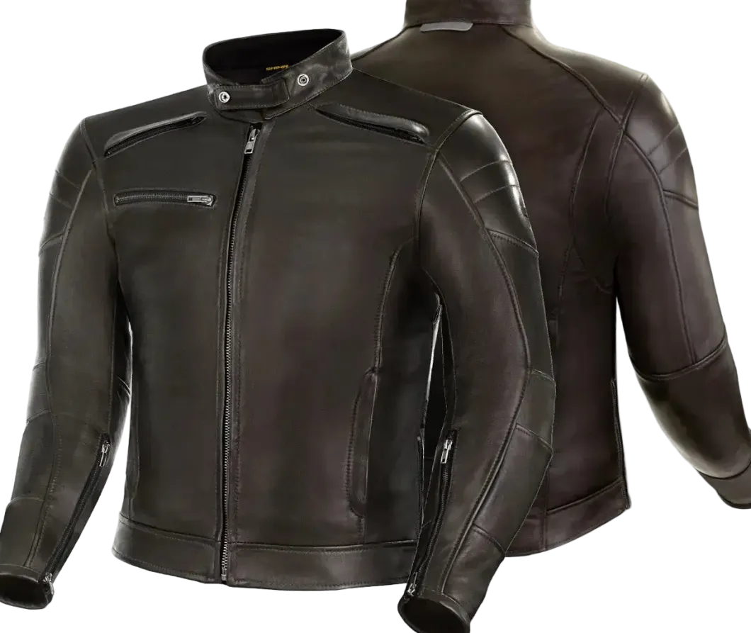SHIMA Blake Men's Leather Biker Jacket BROWN