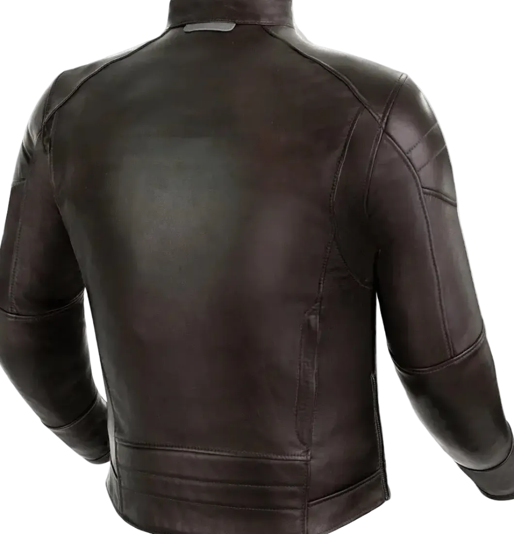 SHIMA Blake Men's Leather Biker Jacket BROWN