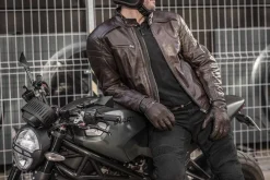 SHIMA Blake Men's Leather Biker Jacket BROWN