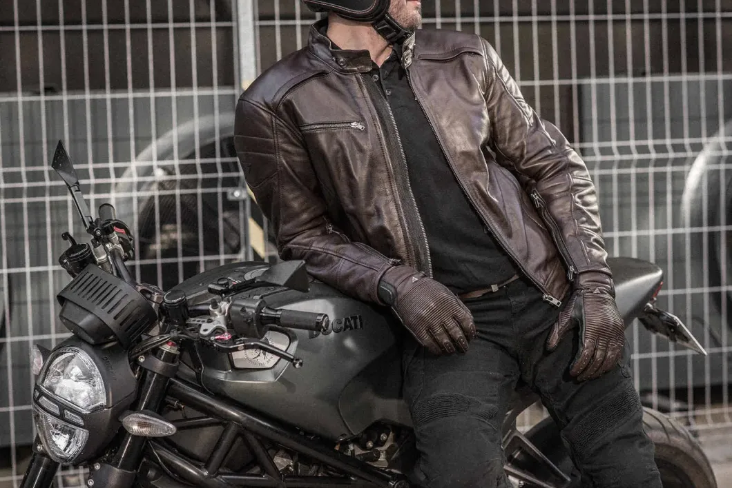 SHIMA Blake Men's Leather Biker Jacket BROWN