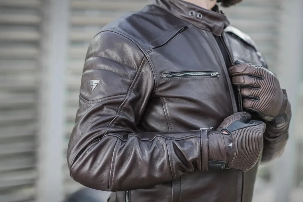 SHIMA Blake Men's Leather Biker Jacket BROWN